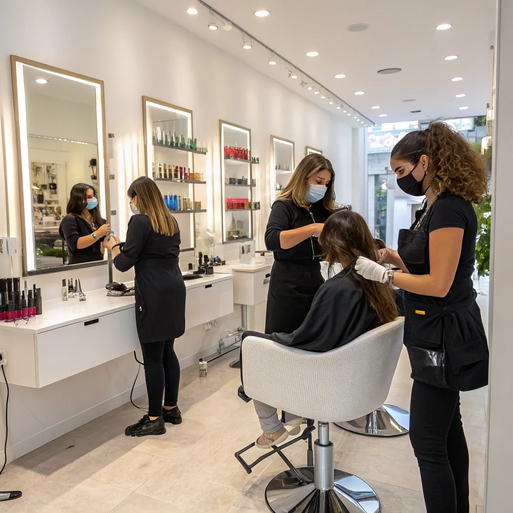 Professional team of beauty stylists at DYNATHREL salon